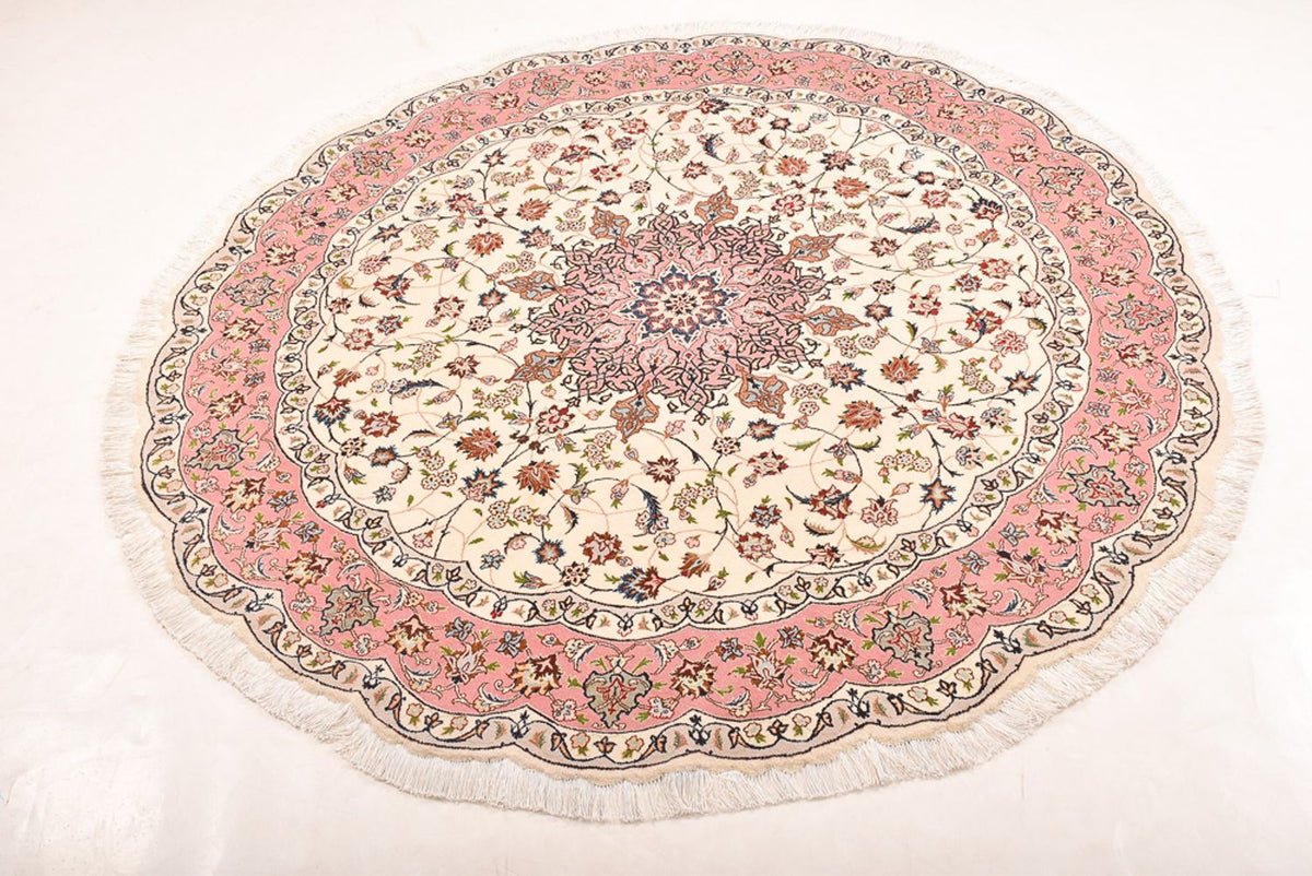 Perzisch tapijt - Tabriz - Royal rond  - 200 x 200 cm - crème
