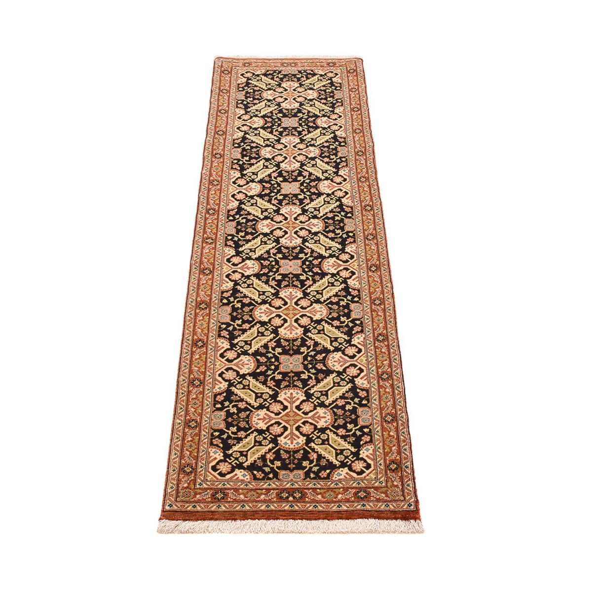 Loper Perzisch tapijt - Ghom - Koninklijk - 205 x 50 cm - donker beige
