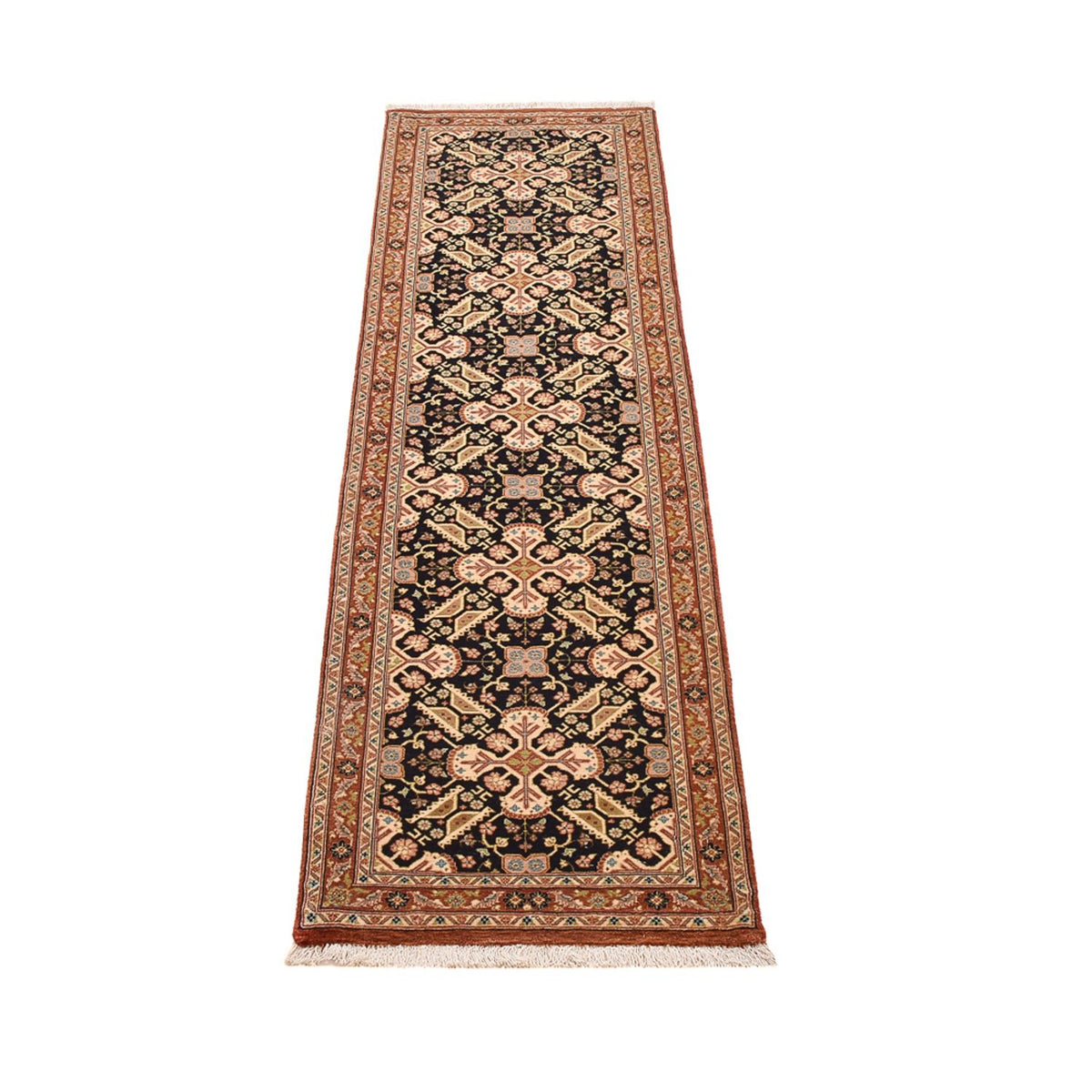 Loper Perzisch tapijt - Ghom - Koninklijk - 209 x 50 cm - donker beige