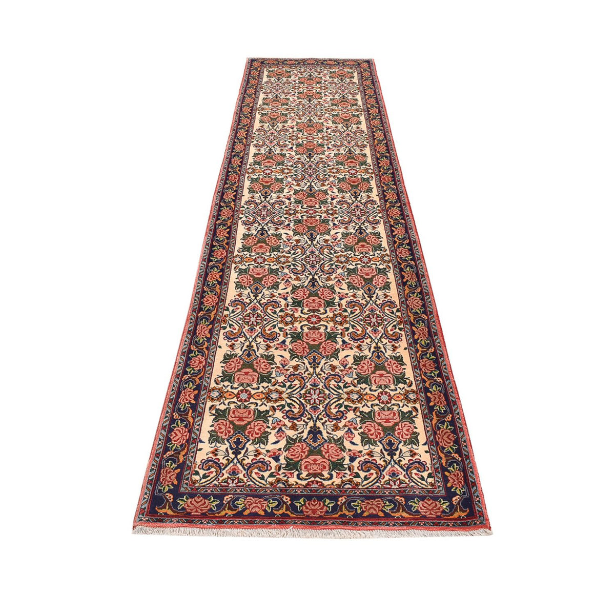 Loper Perzisch tapijt - Bijar - 380 x 92 cm - veelkleurig