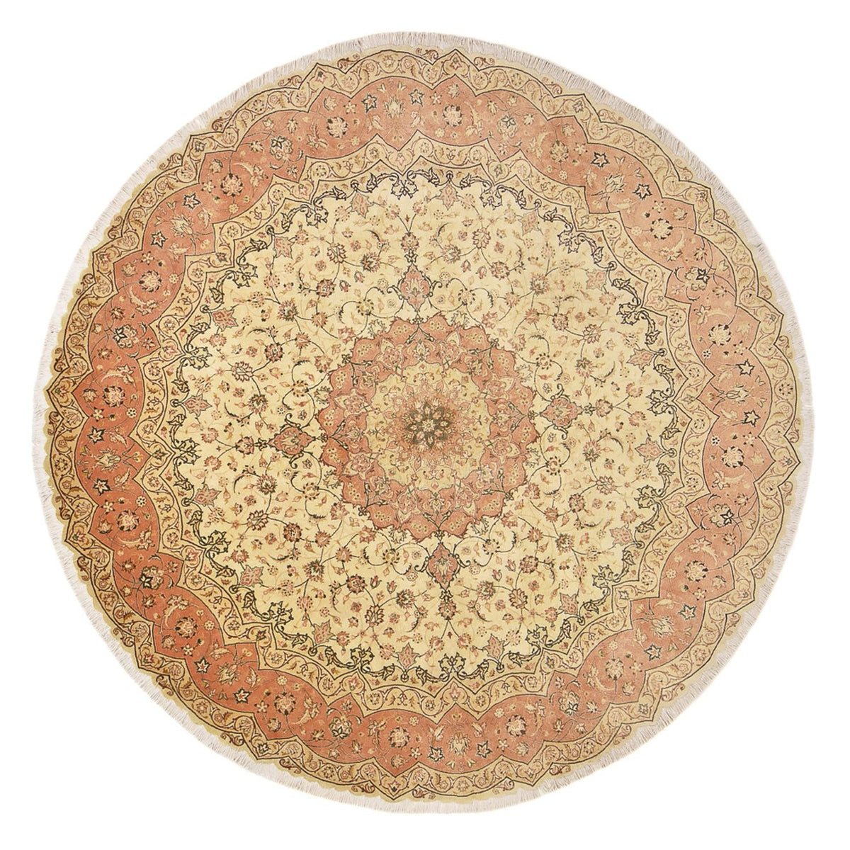 Perzisch tapijt - Tabriz - Premium rond  - 310 x 310 cm - beige