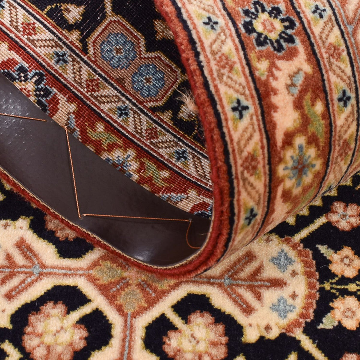 Loper Perzisch tapijt - Ghom - Koninklijk - 200 x 51 cm - donker beige