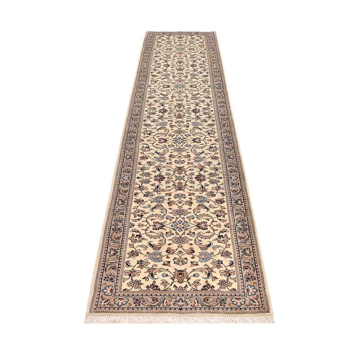 Loper Perzisch tapijt - Keshan - 373 x 79 cm - beige