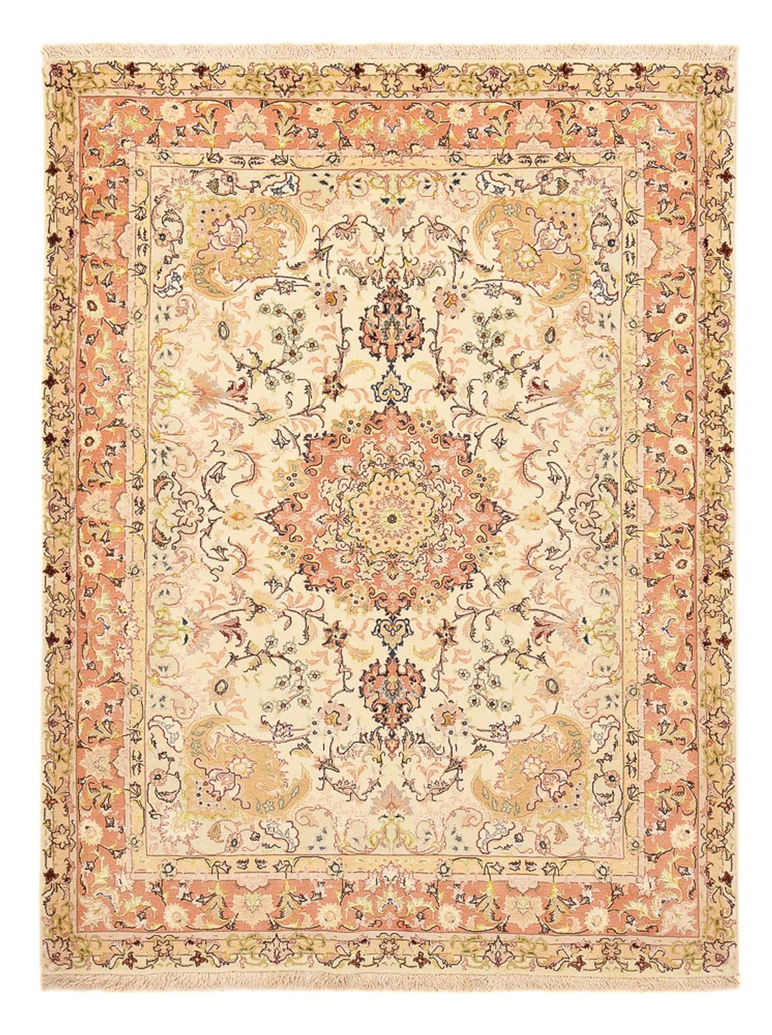 Perzisch tapijt - Tabriz - Royal - 210 x 153 cm - licht beige