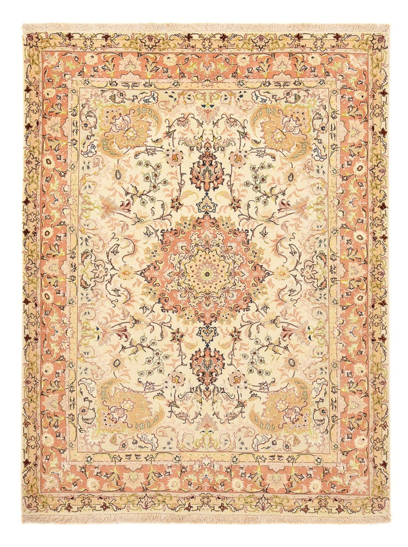 Perzisch tapijt - Tabriz - Royal - 210 x 153 cm - licht beige