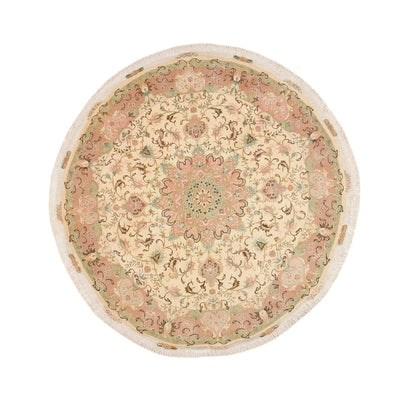 Perzisch tapijt - Tabriz - Royal rond  - 150 x 150 cm - beige