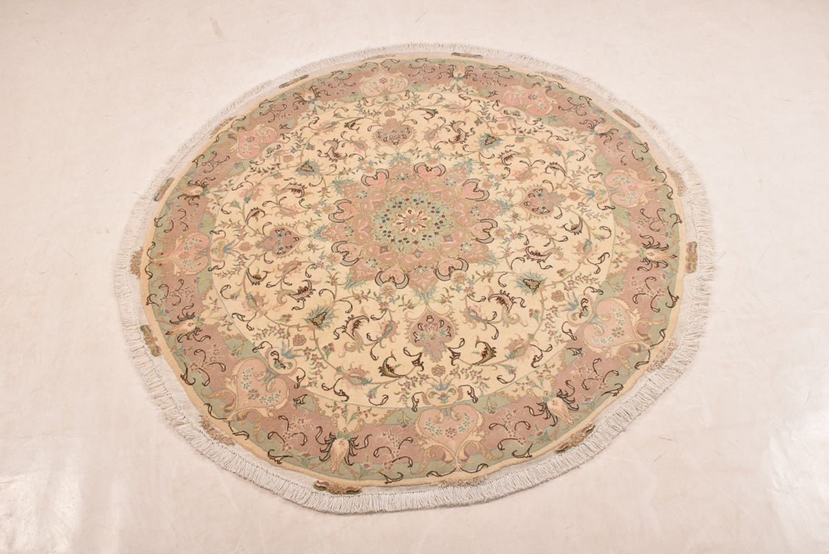 Perzisch tapijt - Tabriz - Royal rond  - 150 x 150 cm - beige