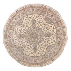Perzisch tapijt - Tabriz - Royal rond  - 303 x 303 cm - beige