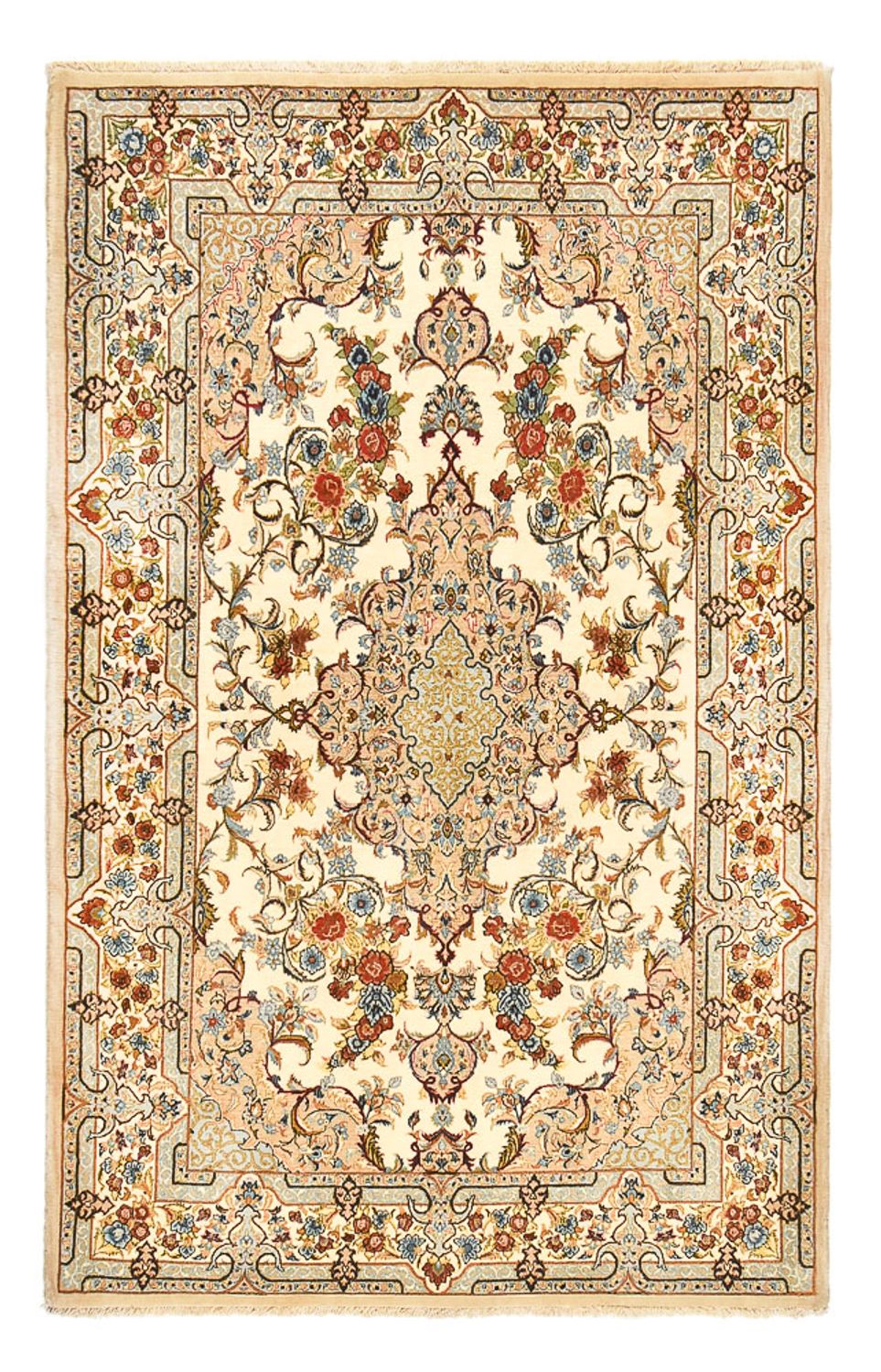 Perzisch tapijt - Ghom - Koninklijk - 211 x 130 cm - licht beige