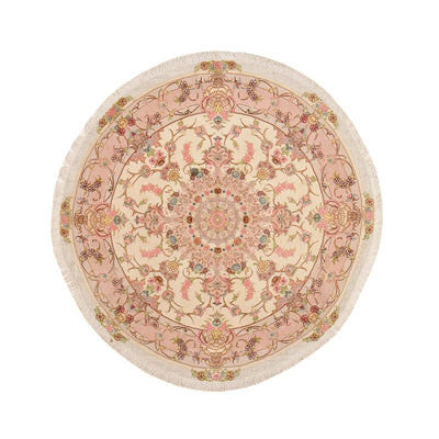 Perzisch tapijt - Tabriz - Royal rond  - 143 x 143 cm - zalm