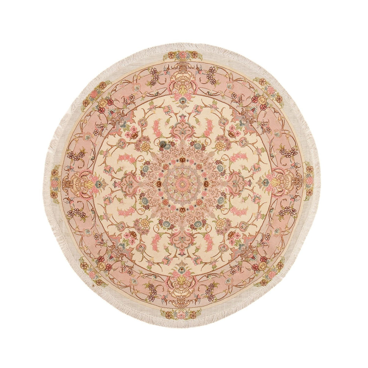 Perzisch tapijt - Tabriz - Royal rond  - 143 x 143 cm - zalm