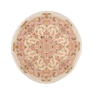 Perzisch tapijt - Tabriz - Royal rond  - 143 x 143 cm - zalm