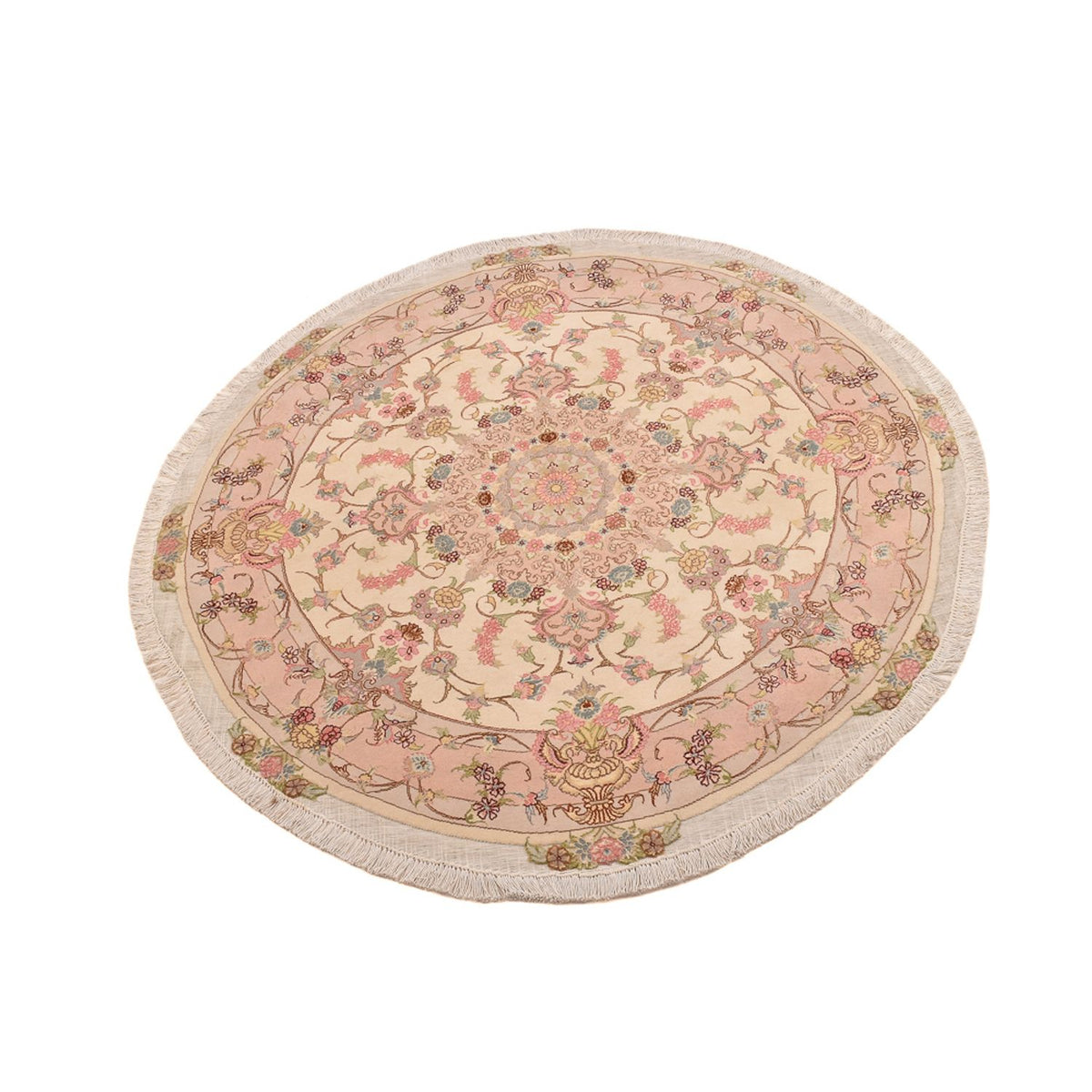 Perzisch tapijt - Tabriz - Royal rond  - 143 x 143 cm - zalm