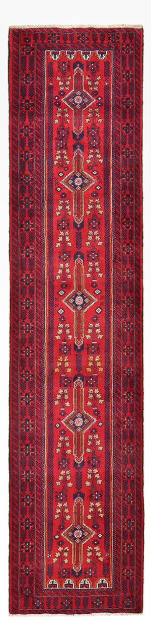 Loper Baluch tapijt - 416 x 100 cm - rood