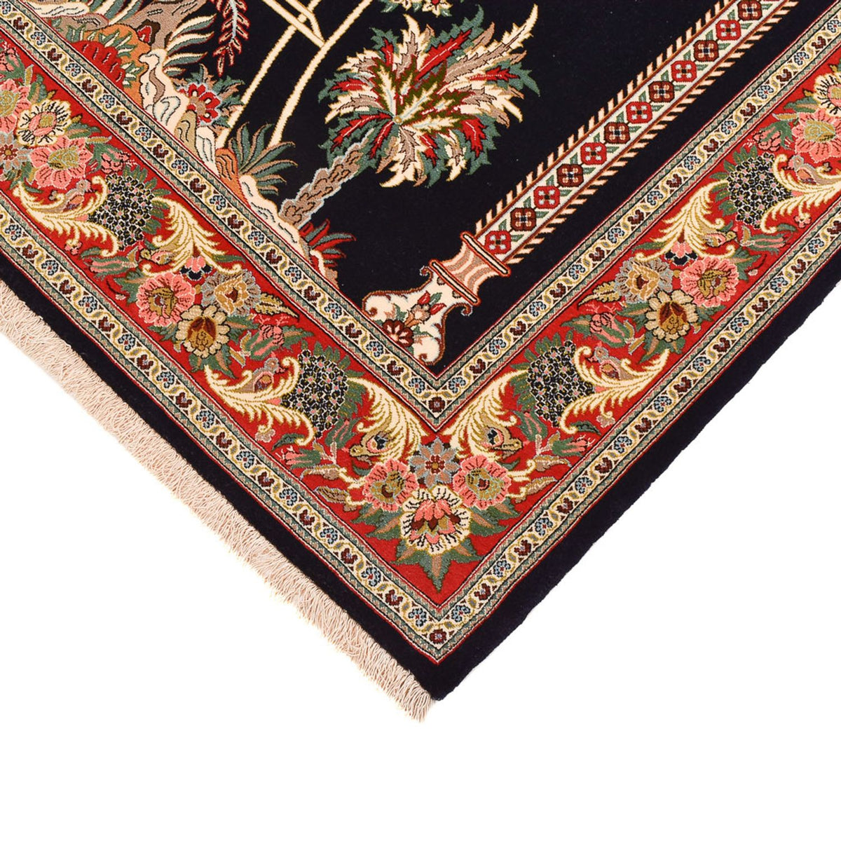 Perzisch tapijt - Ghom - Koninklijk - 218 x 135 cm - donkerblauw