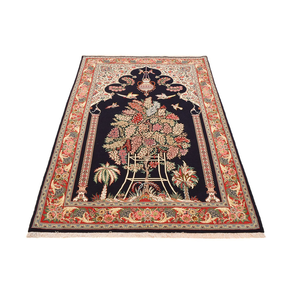 Perzisch tapijt - Ghom - Koninklijk - 218 x 135 cm - donkerblauw