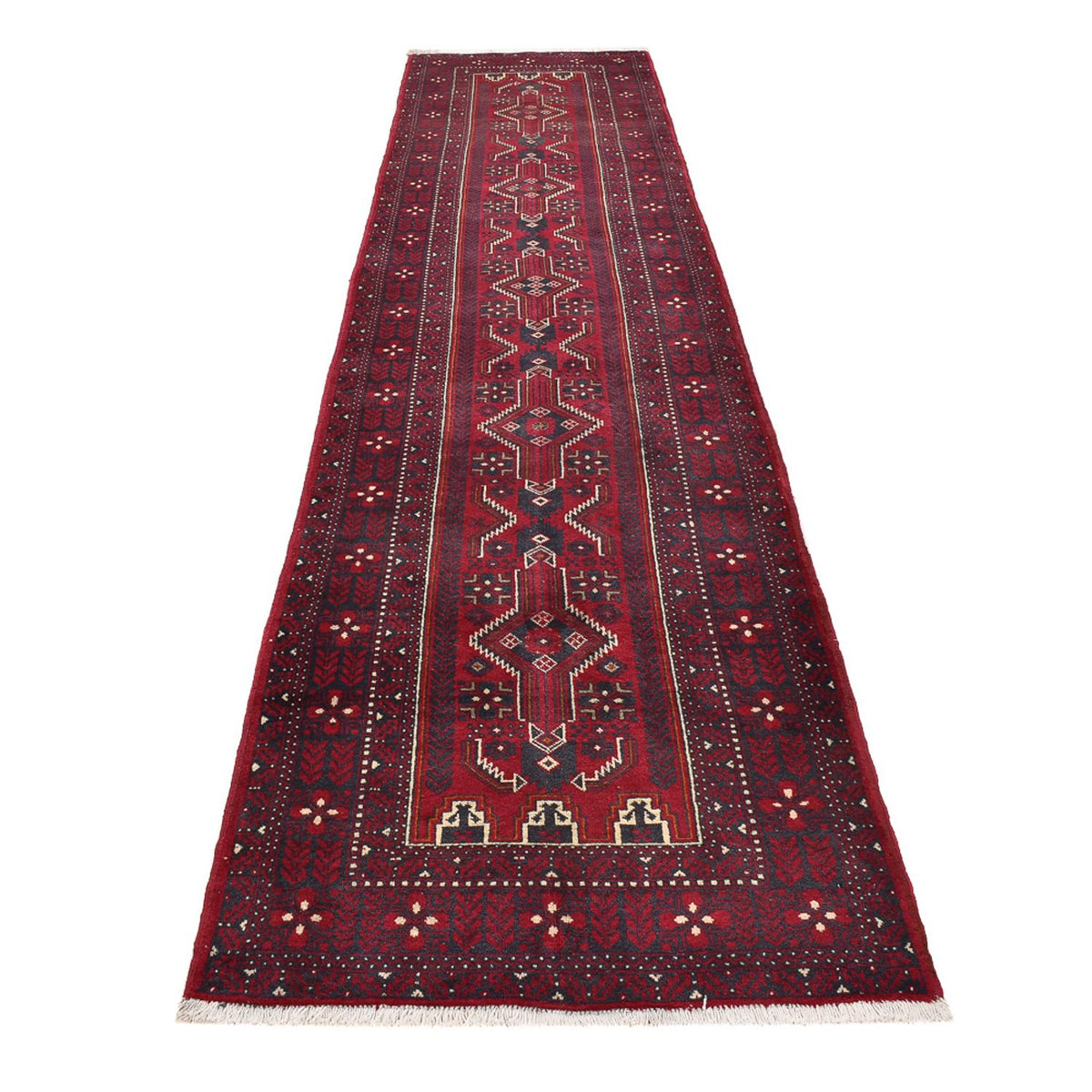 Loper Baluch tapijt - 414 x 97 cm - rood
