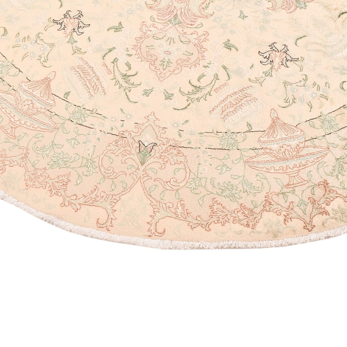 Perzisch tapijt - Tabriz - Royal rond  - 200 x 200 cm - beige