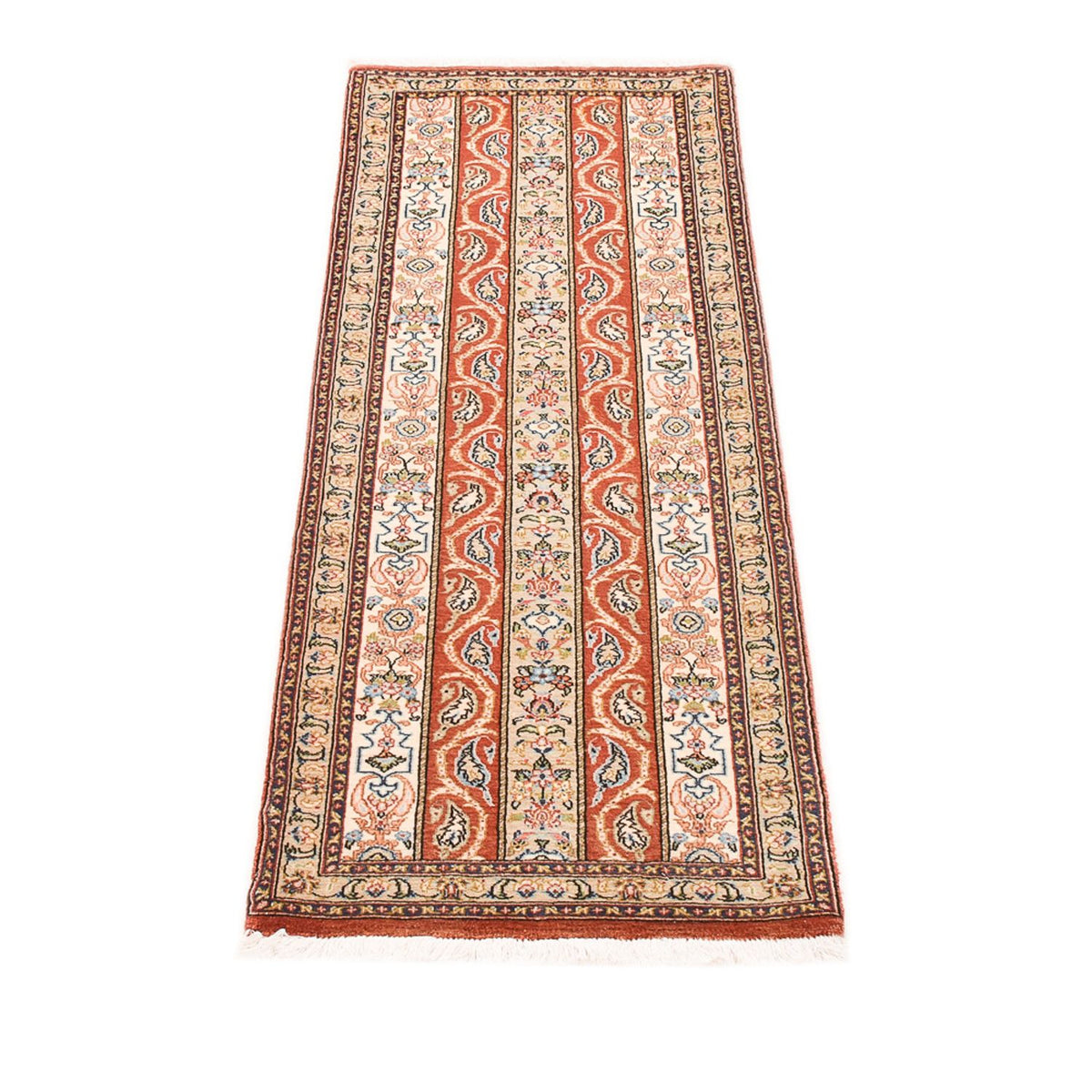 Loper Perzisch tapijt - Ghom - Koninklijk - 150 x 51 cm - donker beige