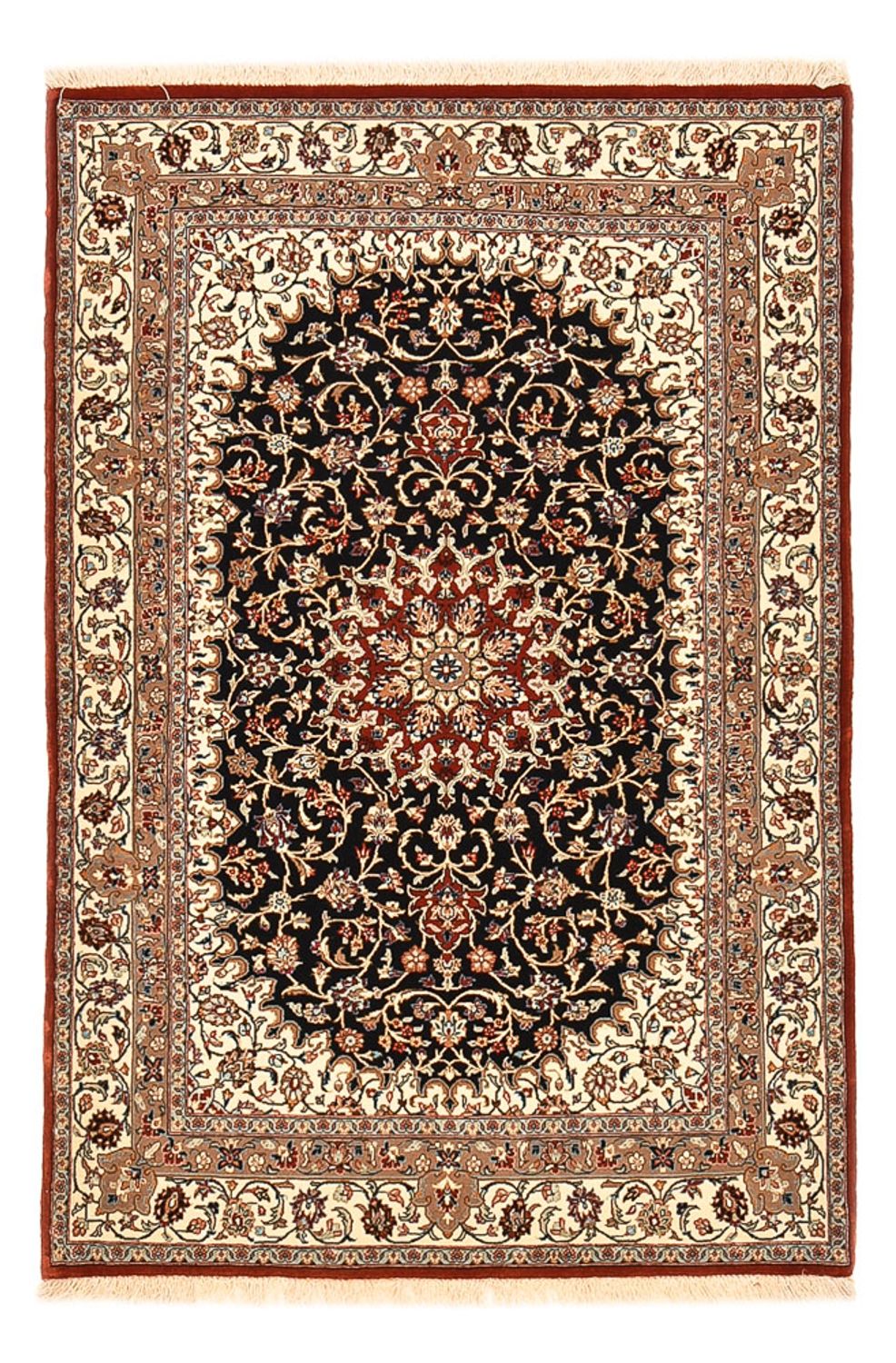 Perzisch tapijt - Ghom - Koninklijk - 154 x 103 cm - donkerblauw