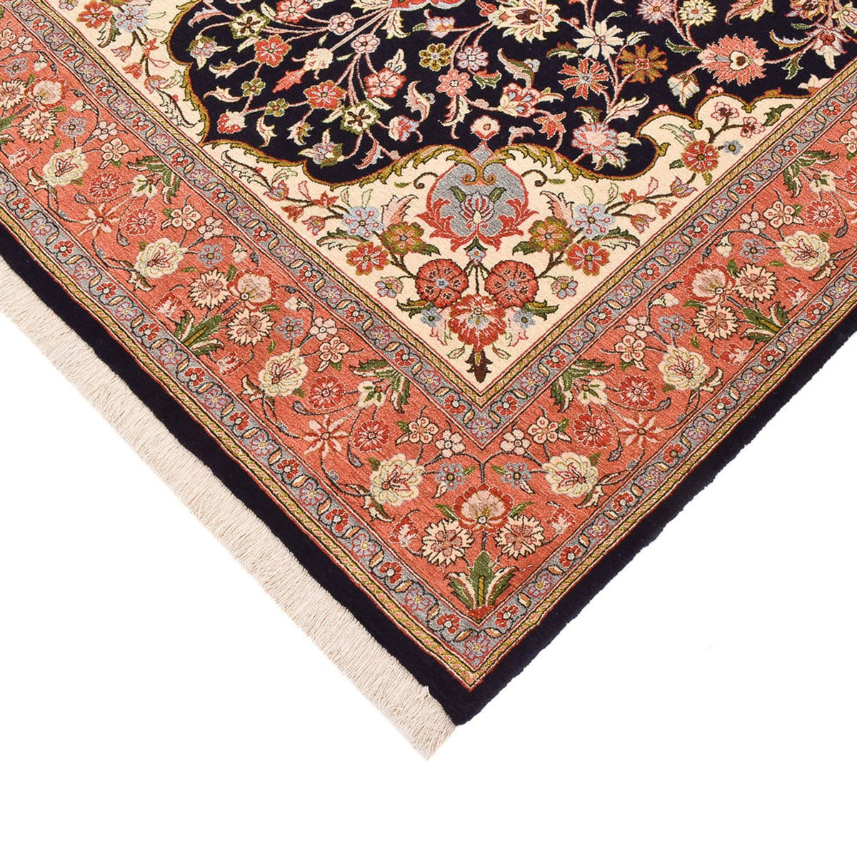 Perzisch tapijt - Ghom - Koninklijk - 227 x 140 cm - donkerblauw