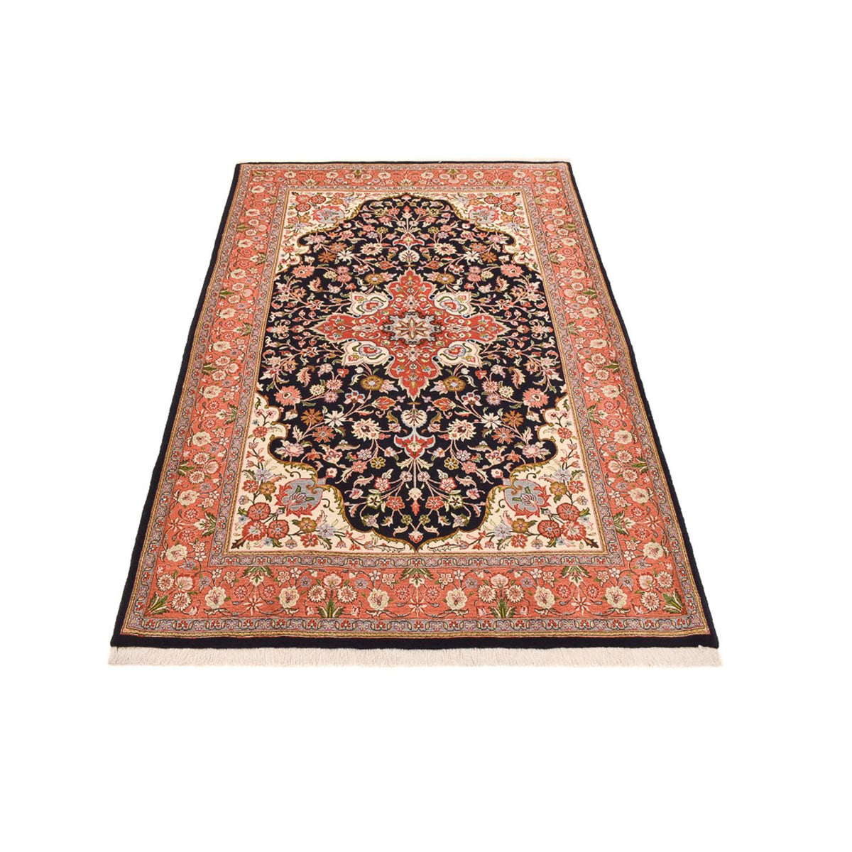 Perzisch tapijt - Ghom - Koninklijk - 227 x 140 cm - donkerblauw