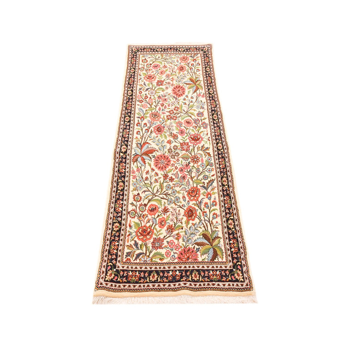 Loper Perzisch tapijt - Ghom - Koninklijk - 204 x 57 cm - beige