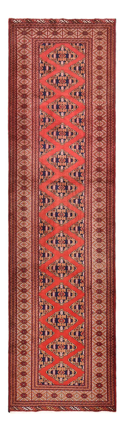 Loper Turkaman tapijt - 377 x 104 cm - donkerrood