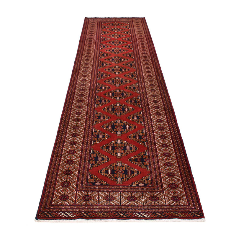 Loper Turkaman tapijt - 377 x 104 cm - donkerrood