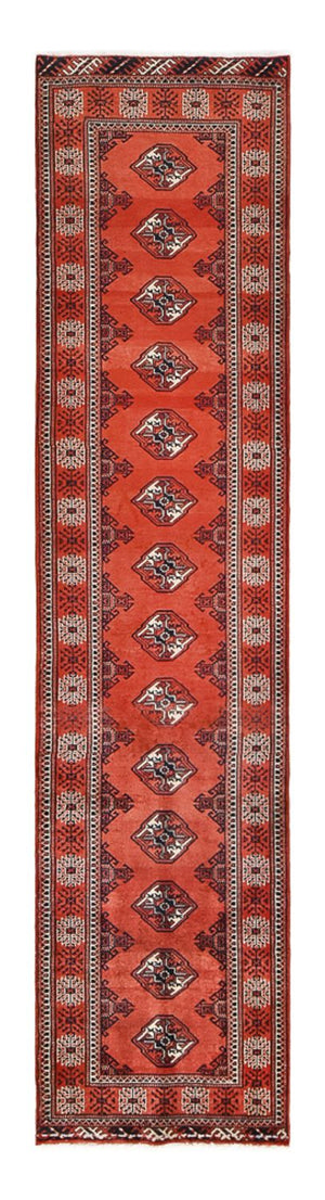Loper Turkaman tapijt - 333 x 96 cm - rood