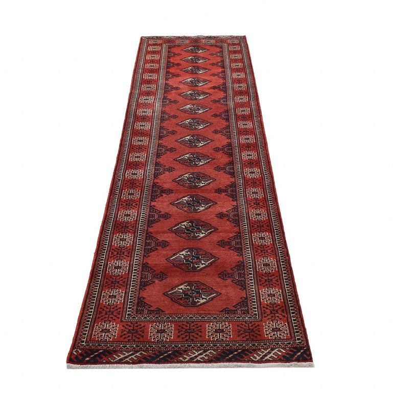 Loper Turkaman tapijt - 333 x 96 cm - rood