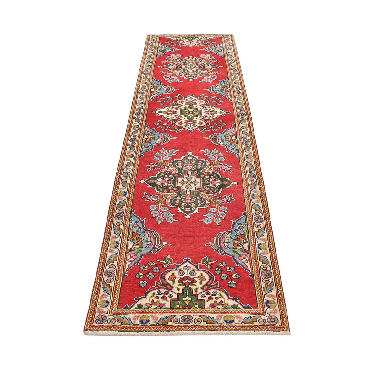 Loper Perzisch tapijt - Tabriz - 341 x 85 cm - rood
