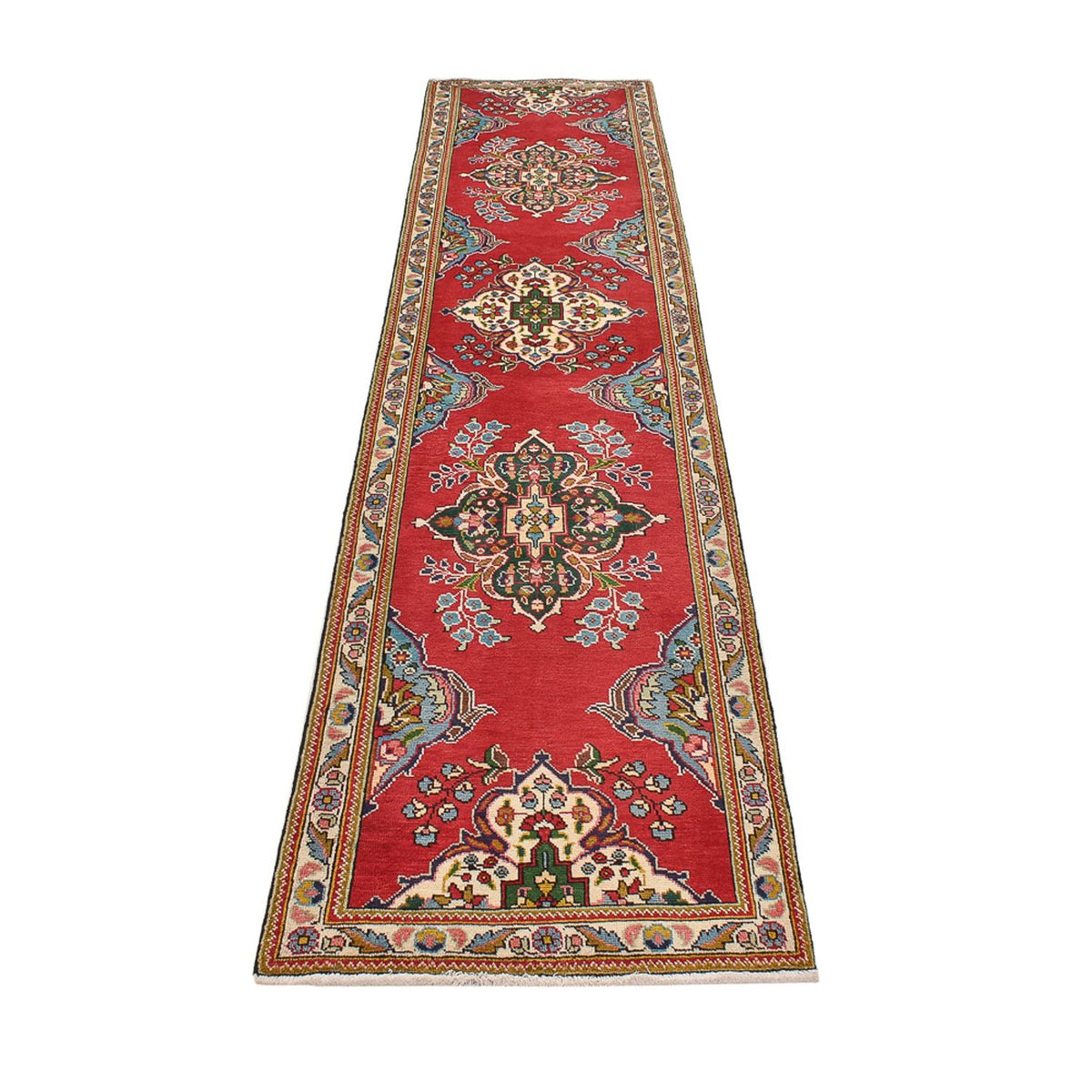 Loper Perzisch tapijt - Tabriz - 343 x 80 cm - rood