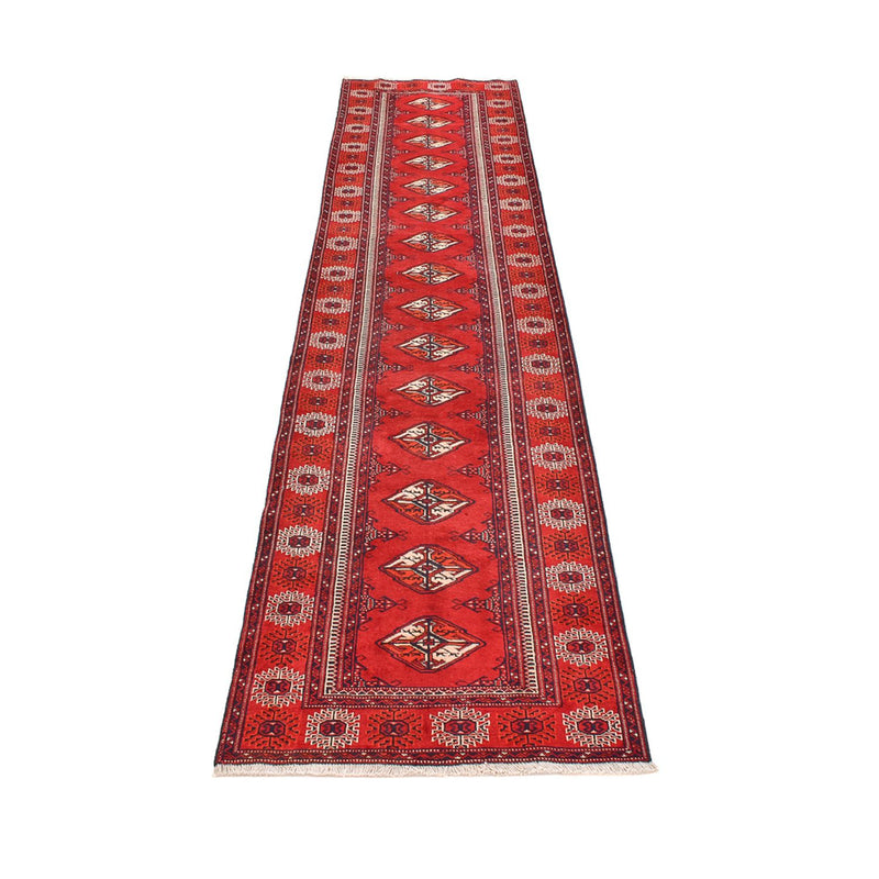 Loper Turkaman tapijt - 353 x 89 cm - rood
