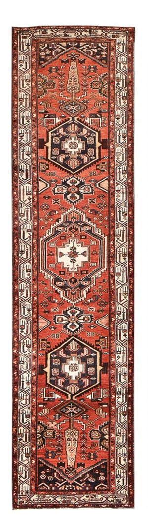 Loper Perzisch tapijt - Bijar - 406 x 100 cm - terracotta