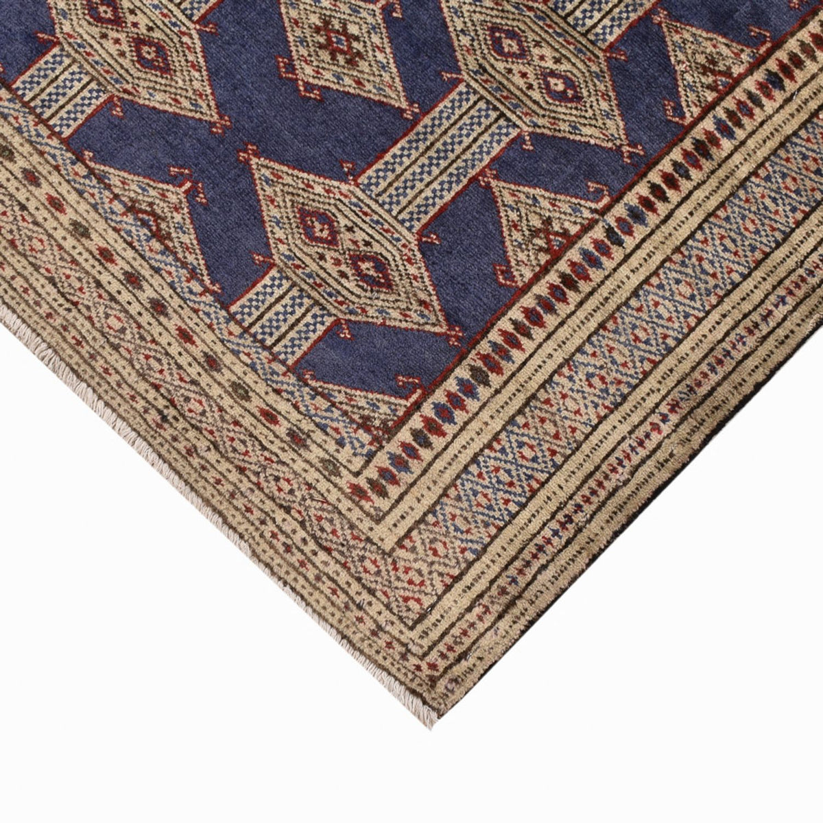 Turkaman tapijt - 136 x 101 cm - donkerblauw