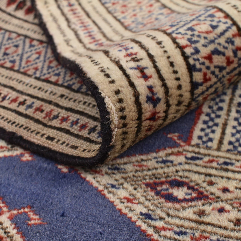 Turkaman tapijt - 136 x 101 cm - donkerblauw