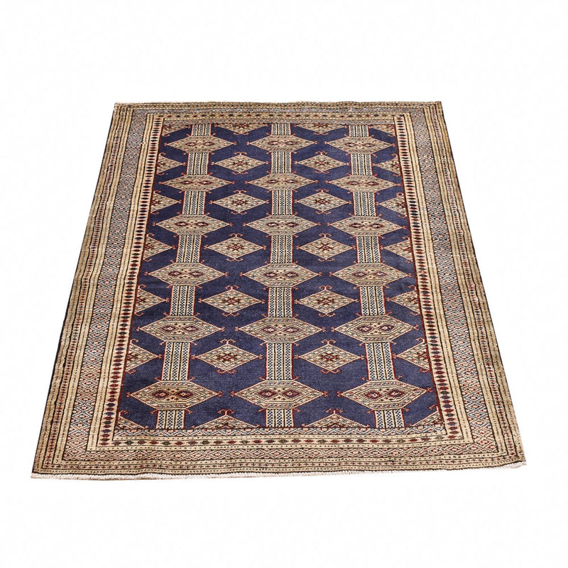 Turkaman tapijt - 136 x 101 cm - donkerblauw