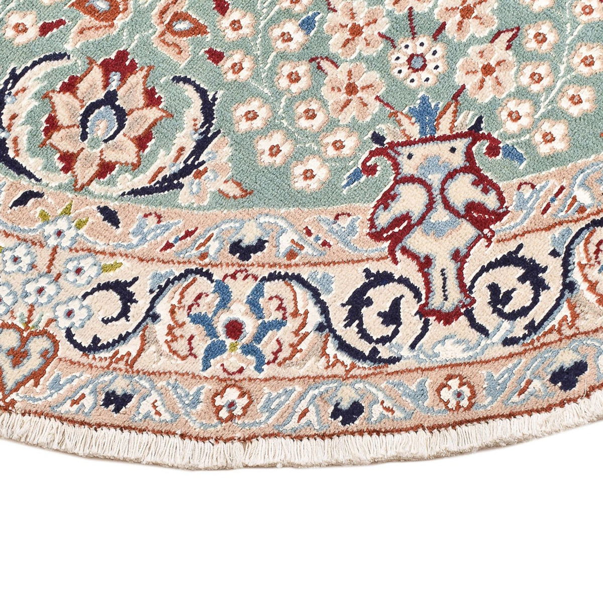 Perzisch tapijt - Nain - Koninklijk rond  - 139 x 139 cm - lichtgroen