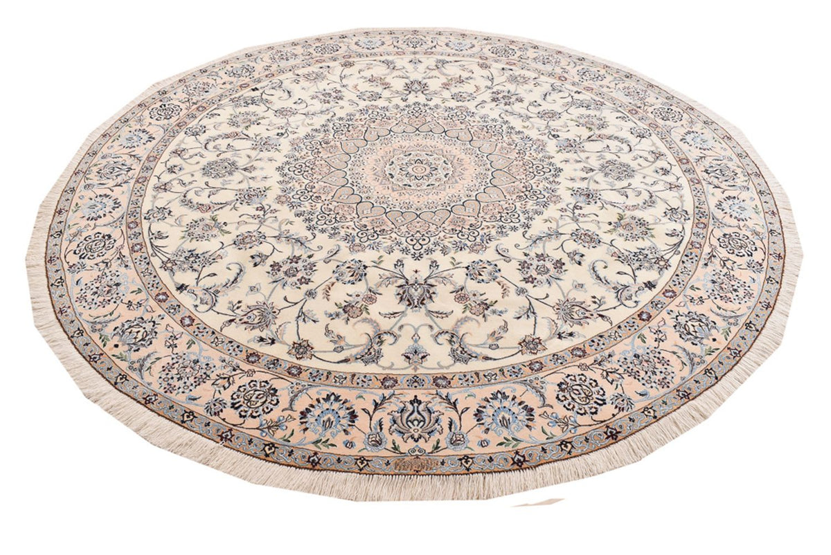 Perzisch tapijt - Nain - Premium rond  - 252 x 252 cm - crème