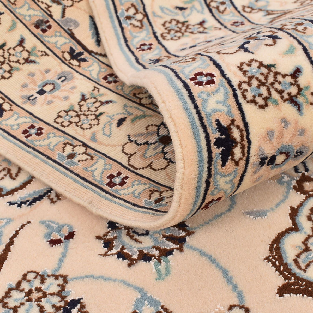 Loper Perzisch tapijt - Nain - Koninklijk - 348 x 89 cm - wit  crème