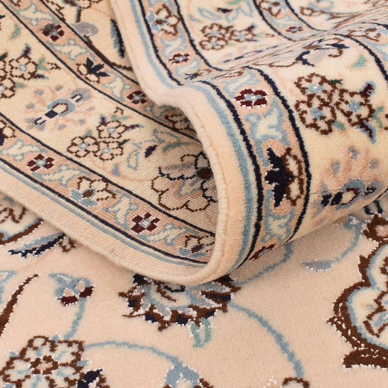 Loper Perzisch tapijt - Nain - Koninklijk - 348 x 89 cm - wit  crème