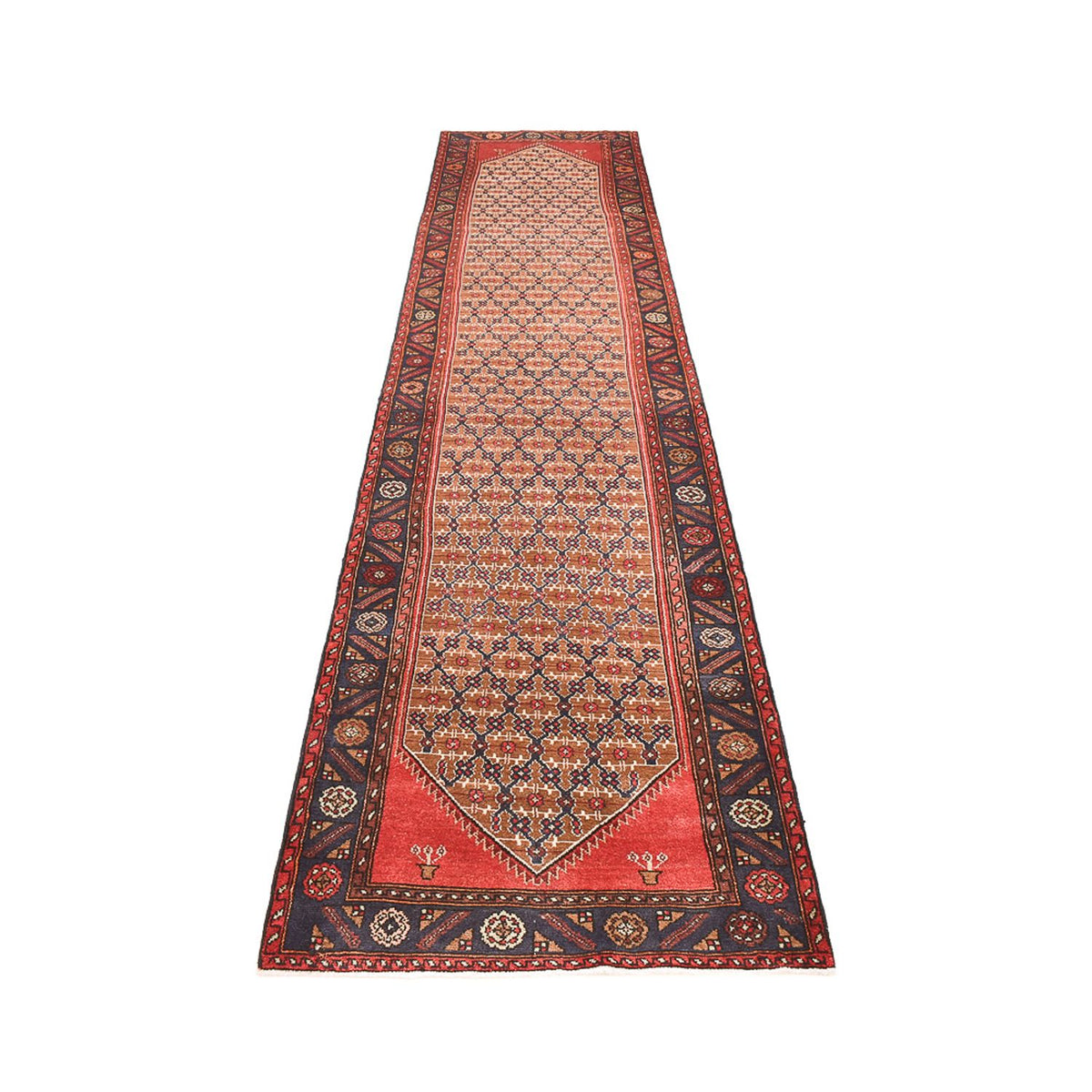 Loper Perzisch Tapijt - Nomadisch - 393 x 90 cm - licht rood