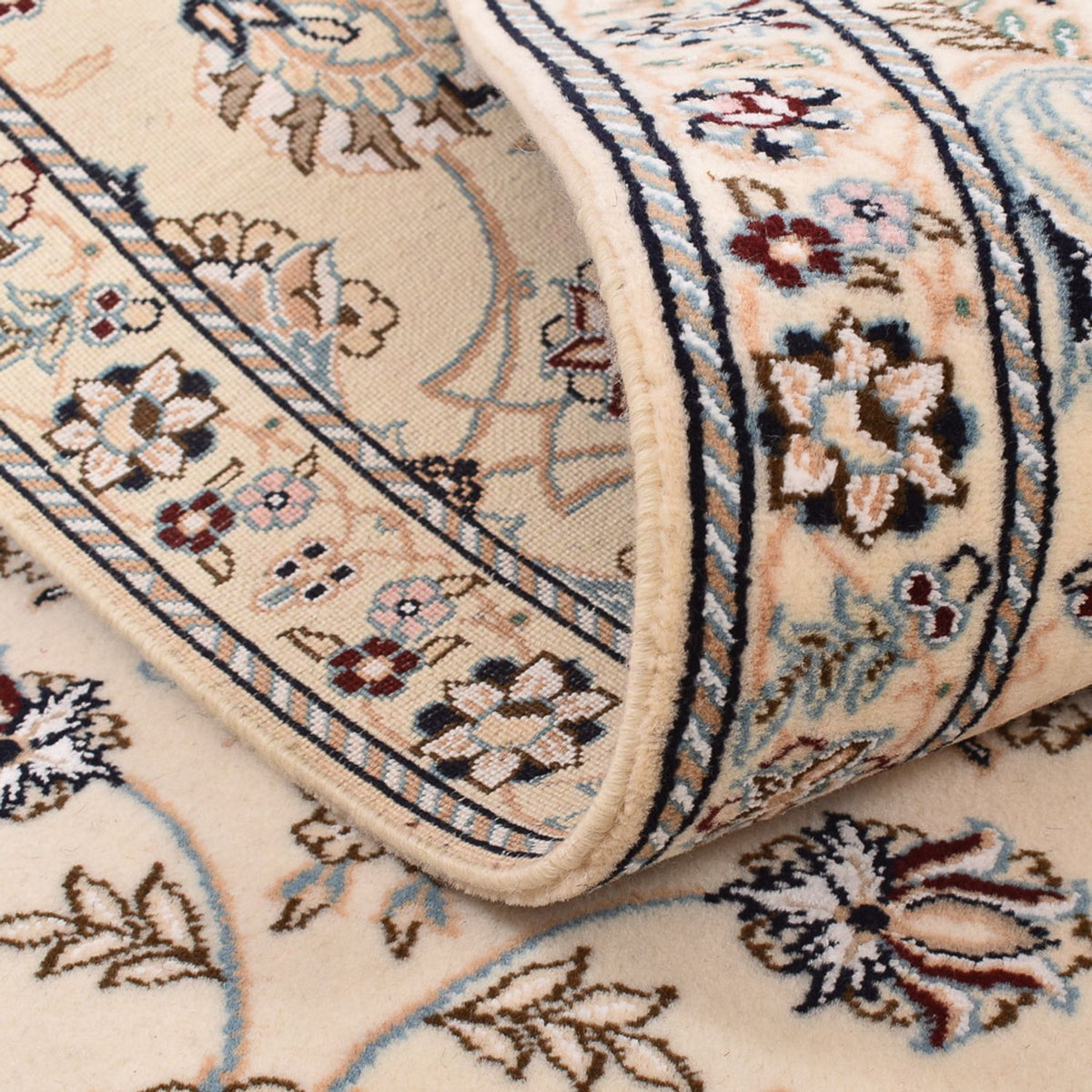 Loper Perzisch tapijt - Nain - Koninklijk - 330 x 90 cm - wit  crème