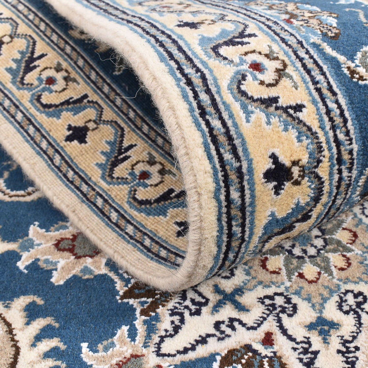 Loper Perzisch tapijt - Nain - 298 x 80 cm - zee blauw