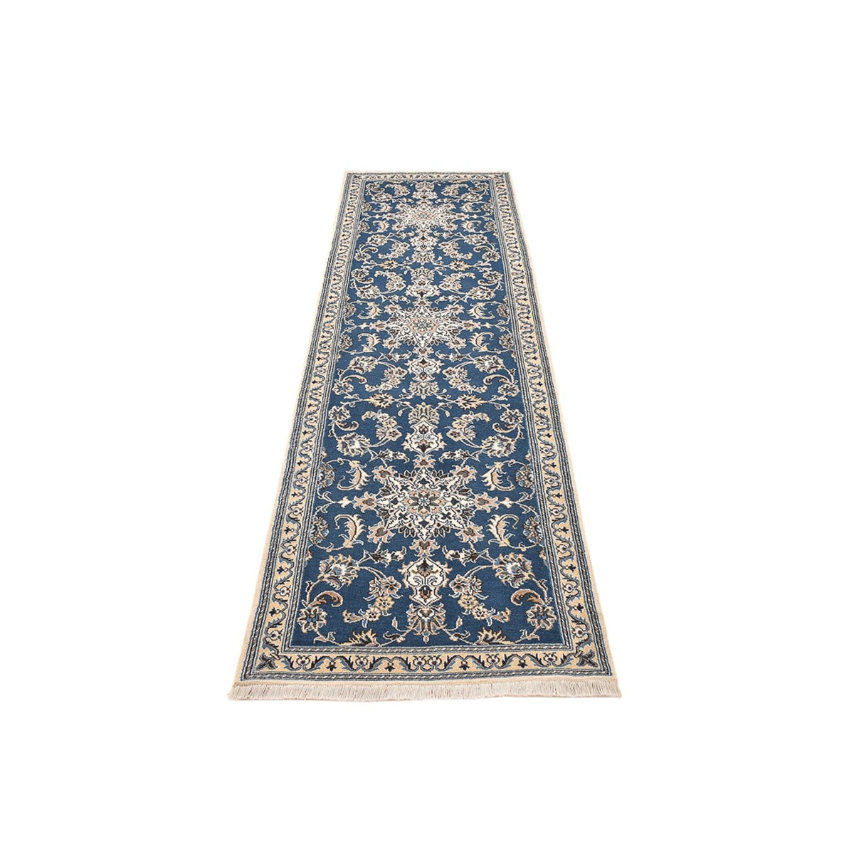 Loper Perzisch tapijt - Nain - 298 x 80 cm - zee blauw