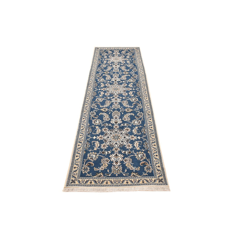 Loper Perzisch tapijt - Nain - 298 x 80 cm - zee blauw