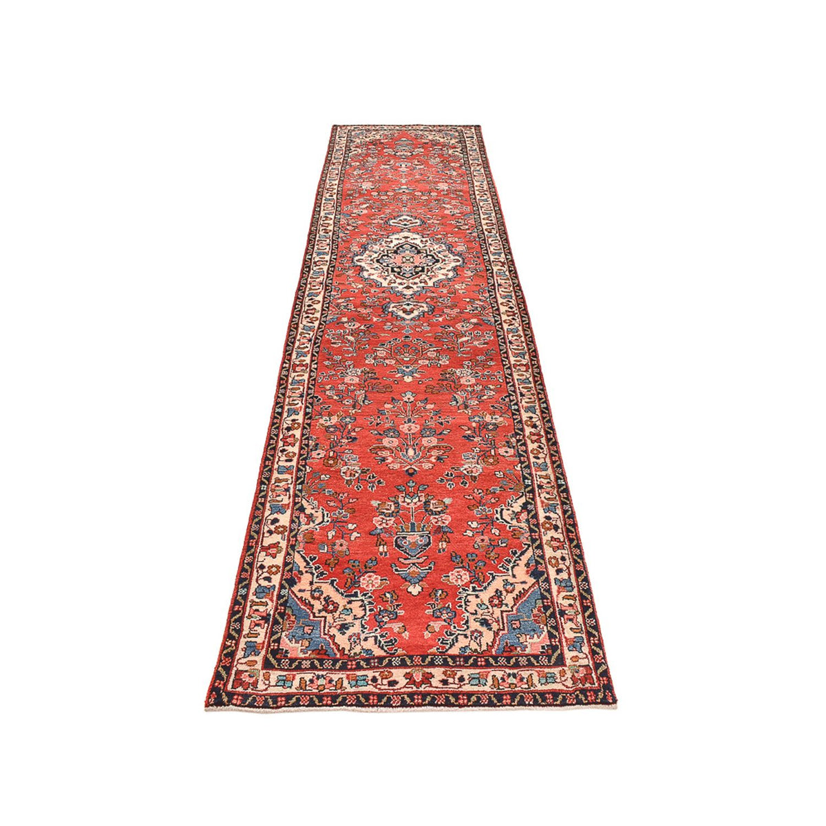 Loper Perzisch Tapijt - Nomadisch - 408 x 90 cm - licht rood