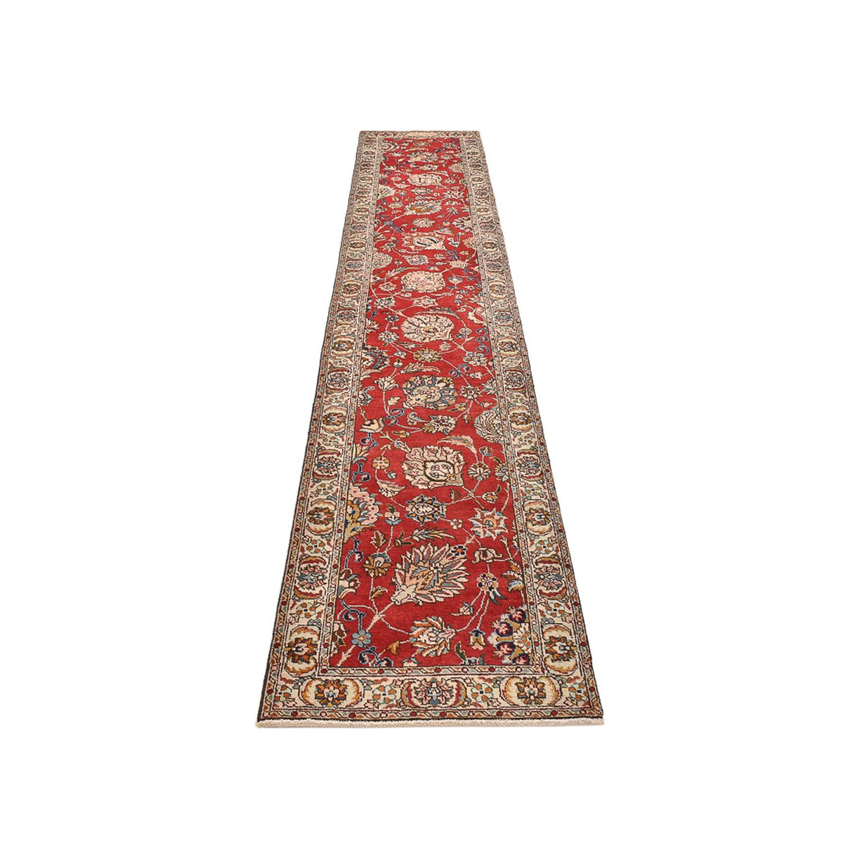 Loper Perzisch tapijt - Tabriz - 398 x 72 cm - rood