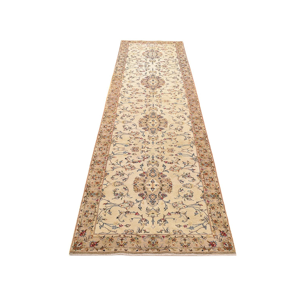 Loper Perzisch tapijt - Keshan - 385 x 98 cm - beige